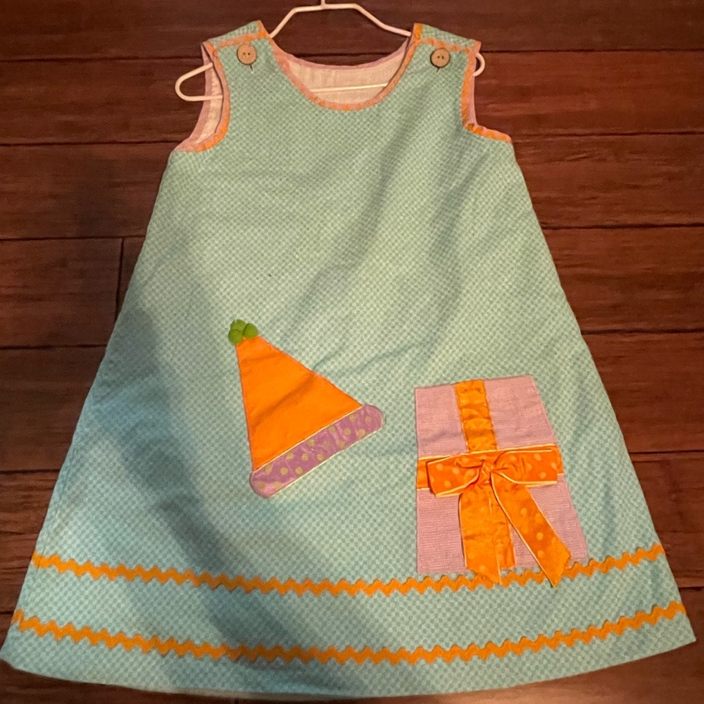 La Jenns Childrens Party Dress with Hat and Gift Design in Blue and Orange size2